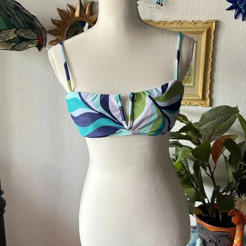 Sanctuary Size medium Blue and green Bikini Top Swimsuit top